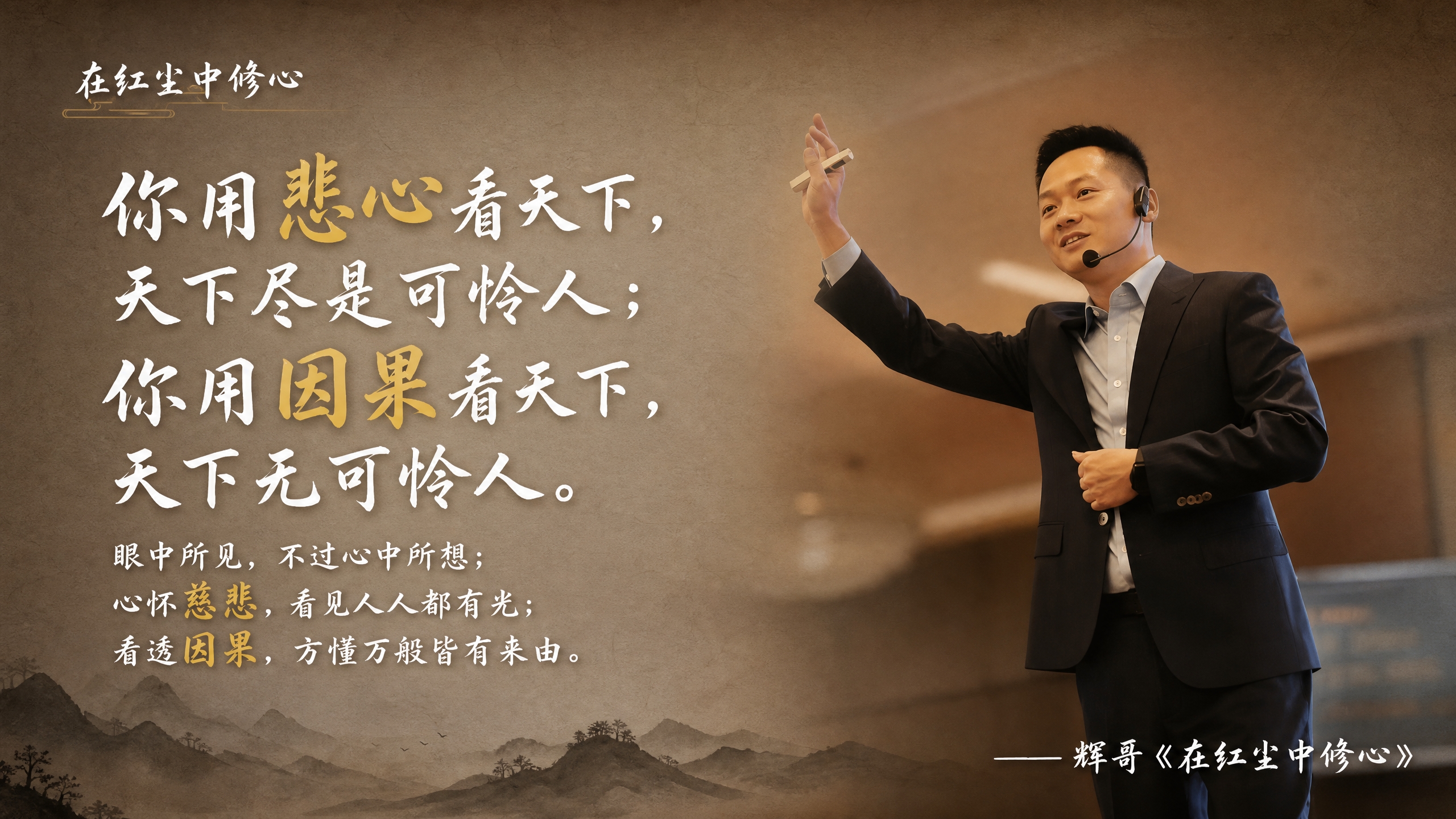 个人IP金句海报，暖棕治愈电影感风格，左文右图构图。右侧是一位… - 图片创意预览