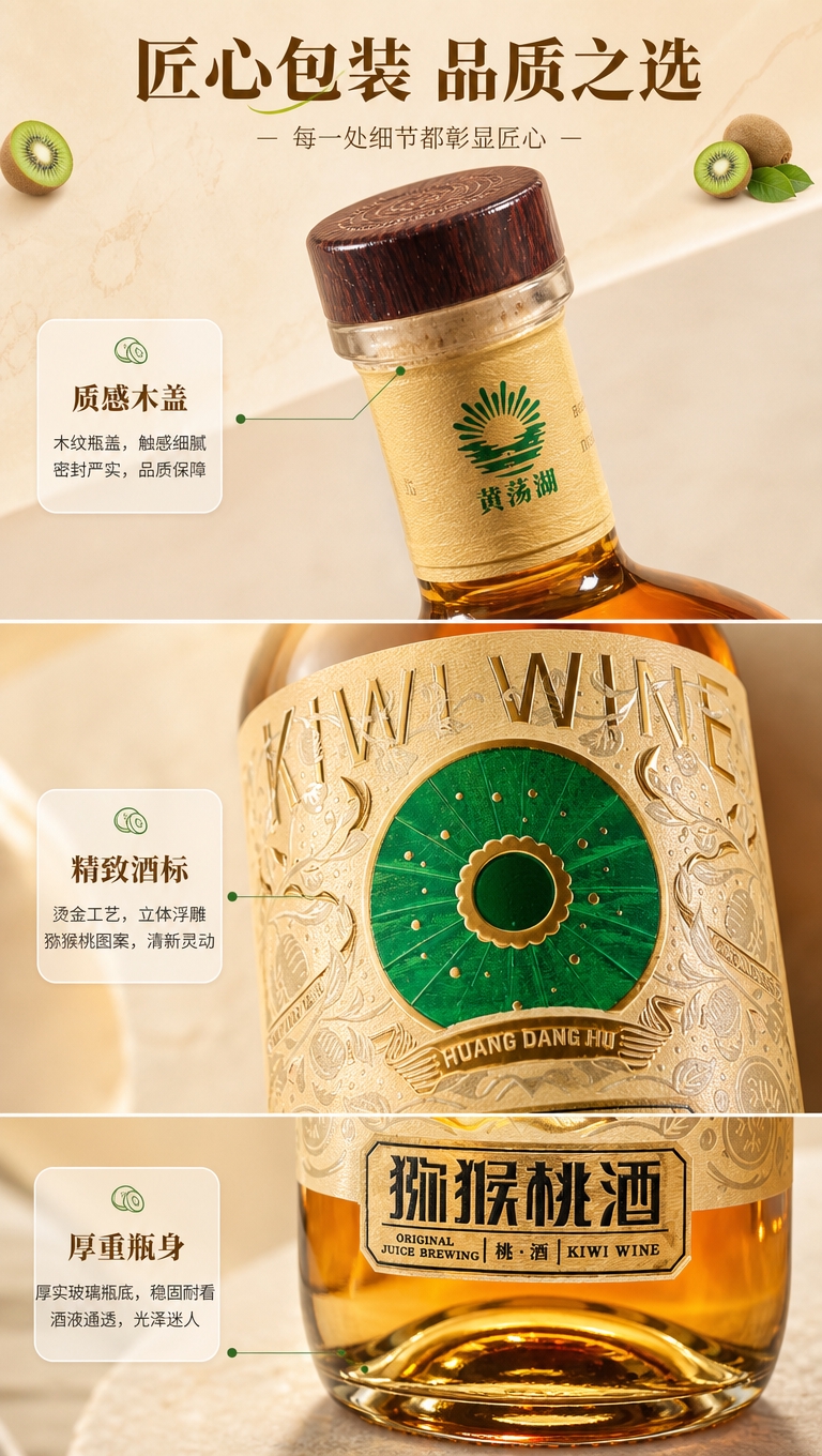 [商品] 使用【图1】黄荡湖猕猴桃酒；保留瓶身所有细节与文字；… - 图片创意预览