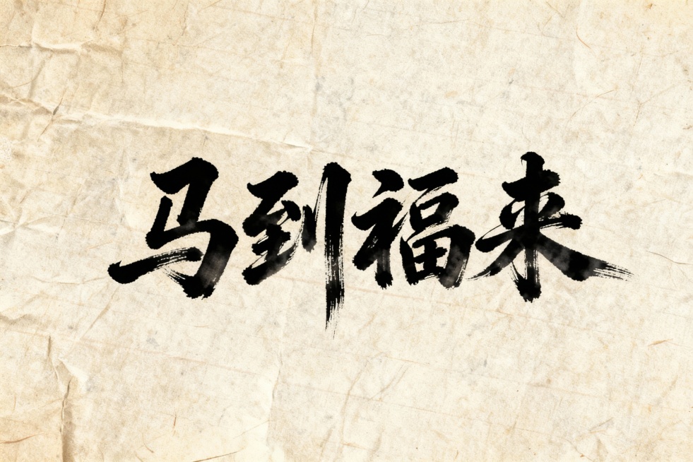 生成书法字“马到福来”预览效果