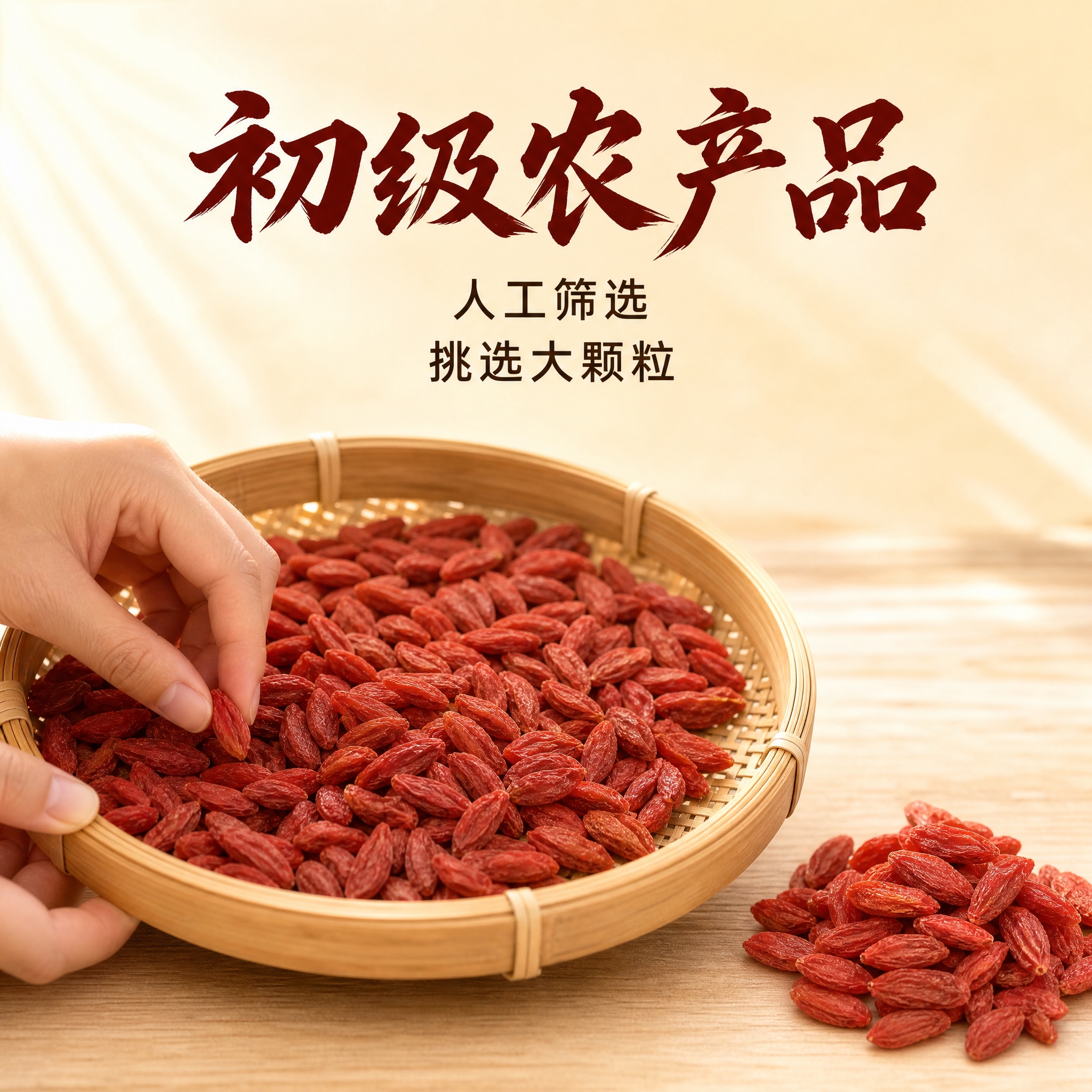 [主图-5] 红枸杞品质说明图，突出初级农产品属性与人工筛选大… - 图片创意预览