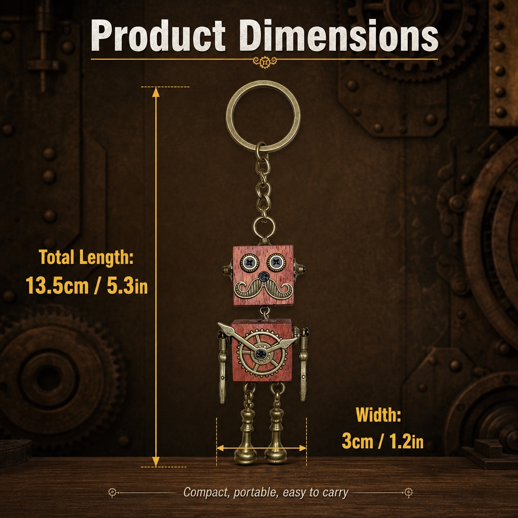 [尺寸图] Steampunk Wooden Robot Ke… - 图片创意预览