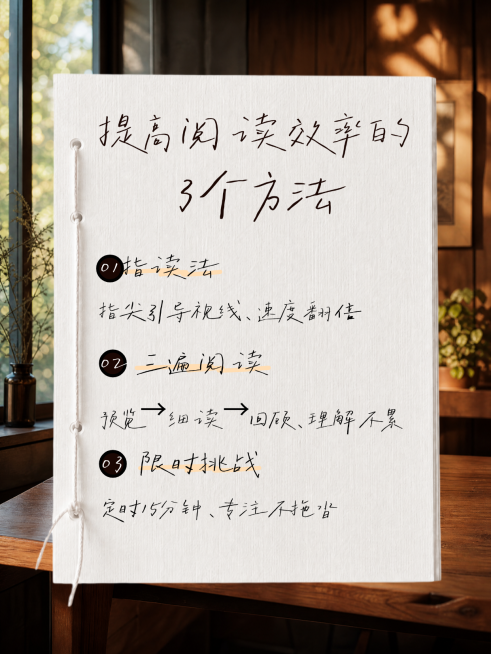 提高阅读效率方法分享文艺感手账风小红书封面预览效果