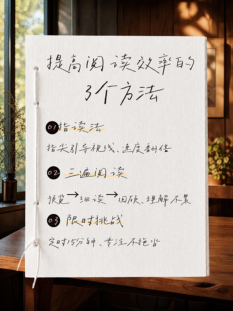 提高阅读效率方法分享文艺感手账风小红书封面
