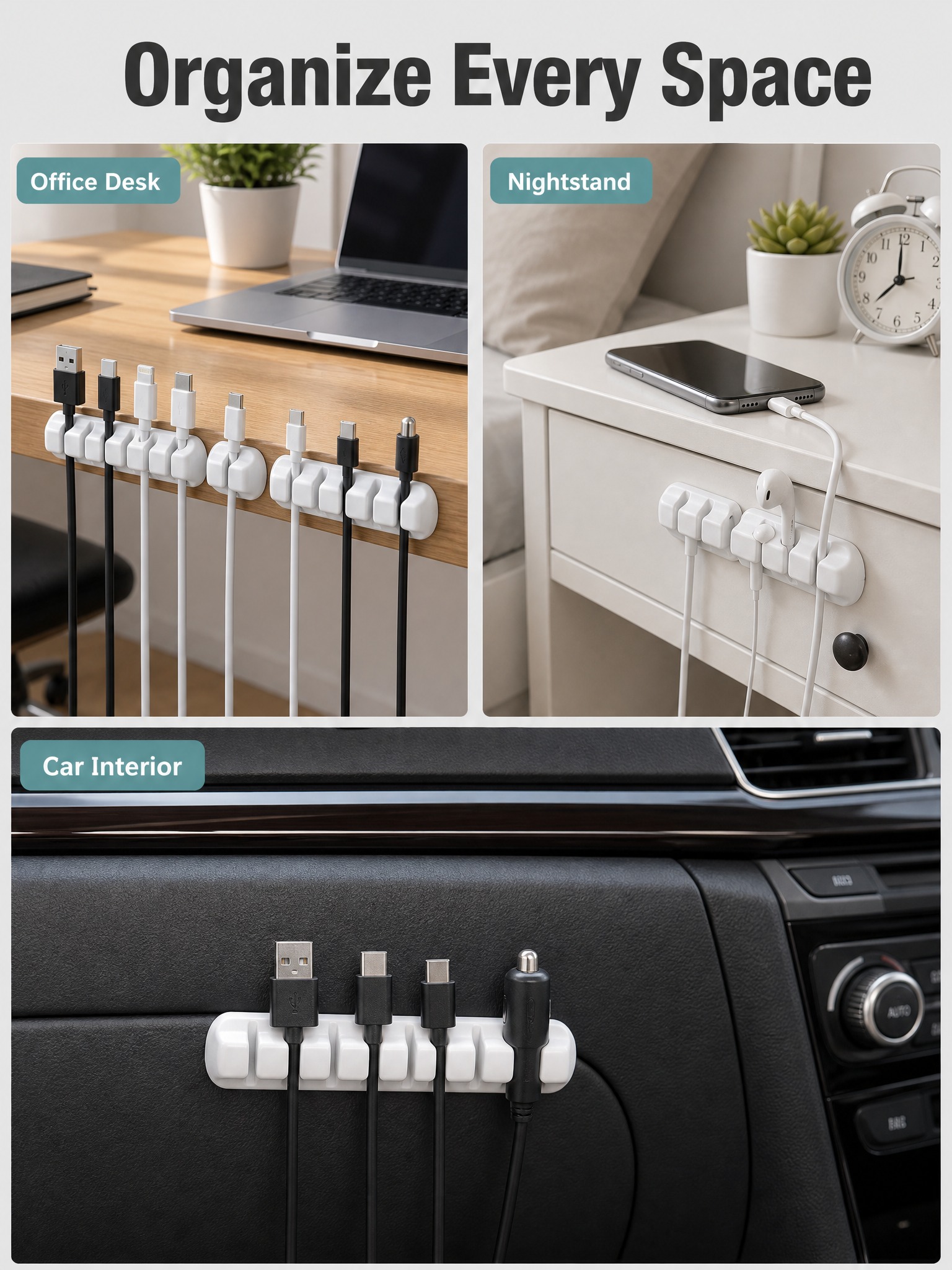 [主图-5] 7 Pack Cable Clips White… - 图片创意预览