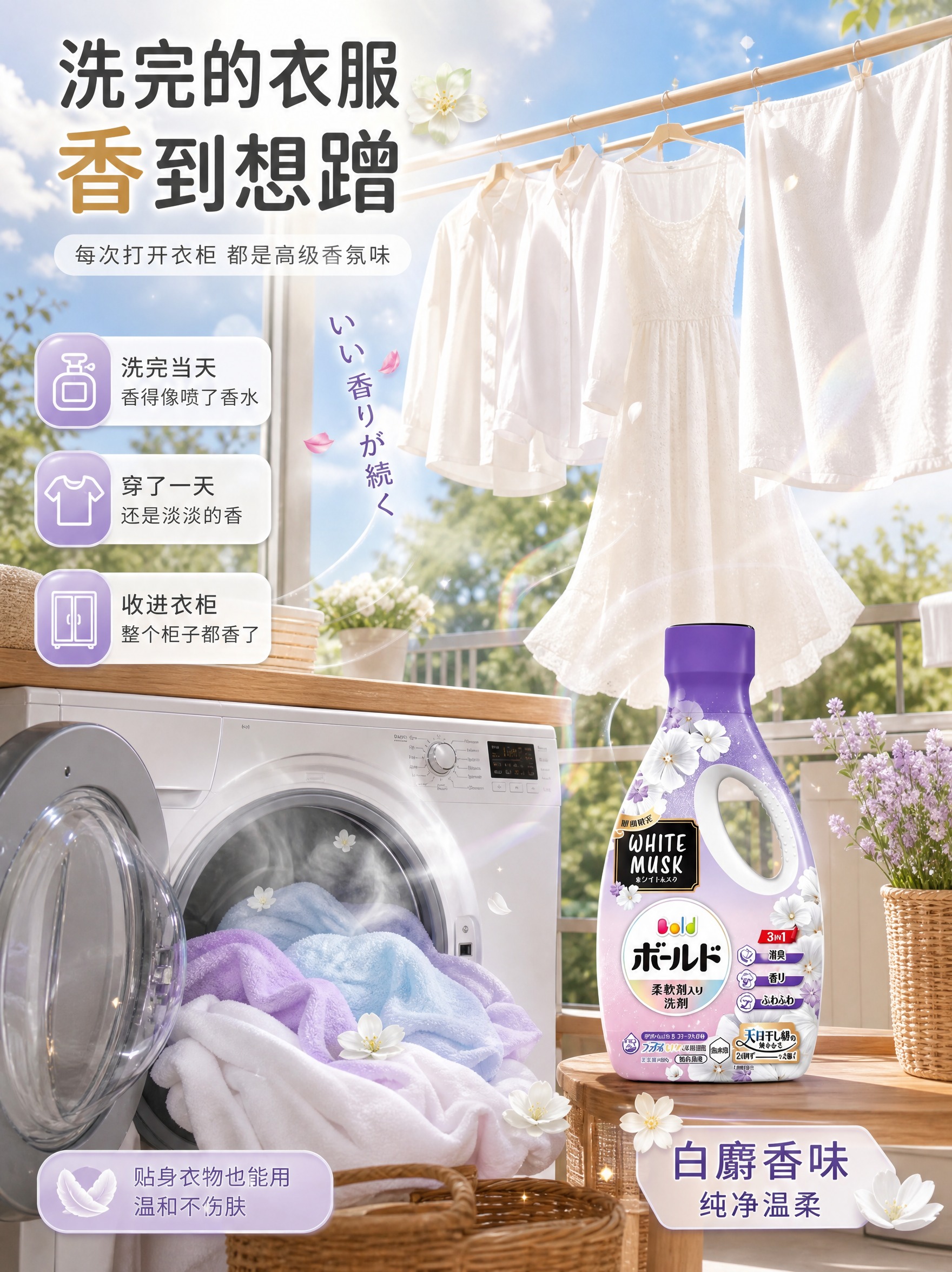 [主图3-2 3:4] 宝洁Bold花香洗衣液 使用场景感受图… - 图片创意预览