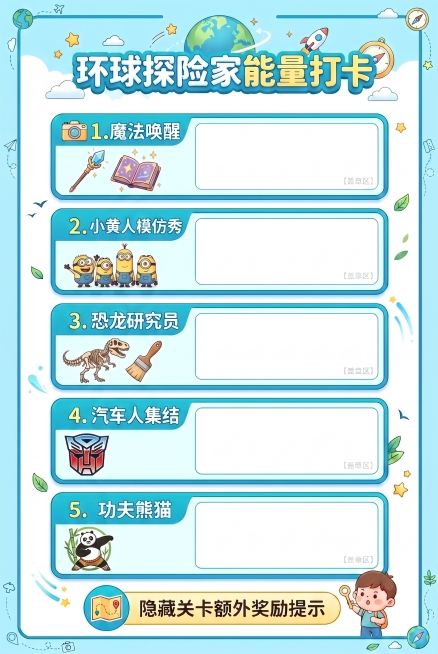 把每个打卡点的图标按照内容重新调整预览效果