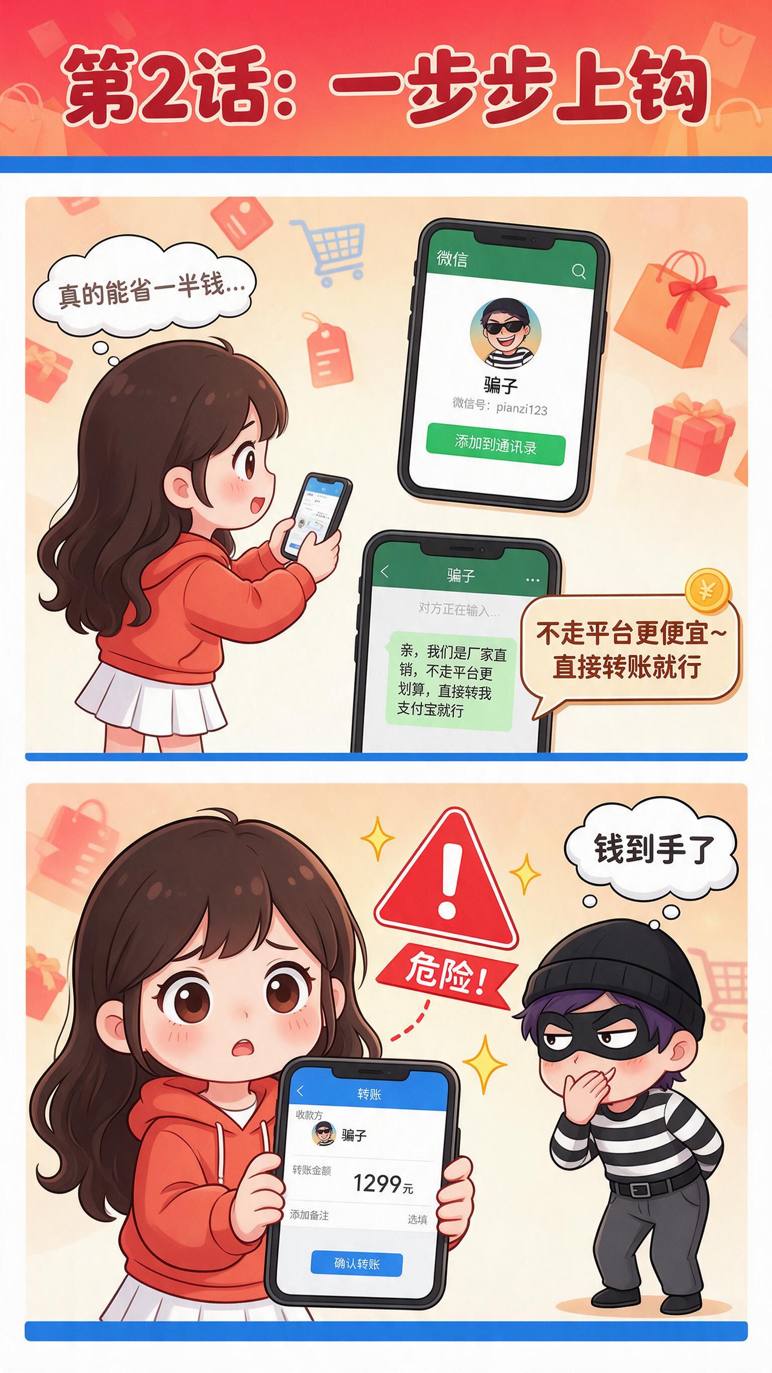 [画面] 条漫第三格：陷阱展开。画面分为上下两个分镜。上半部分… - 图片创意预览