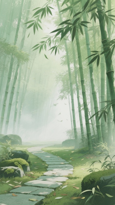 古风，绿色，竹林，不要人，二次元，细节丰富，生成4张预览效果