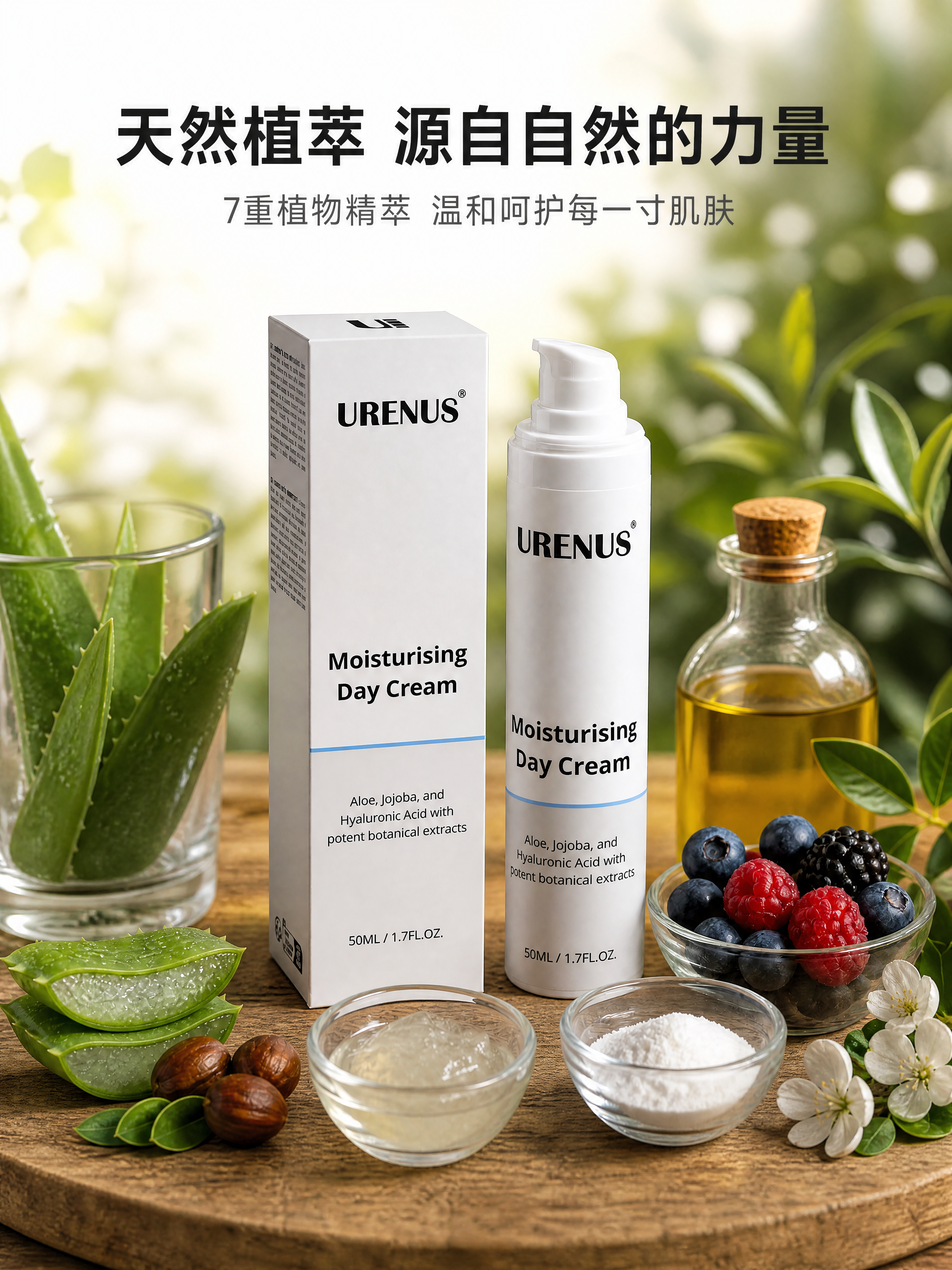 [商品] 使用【图5】URENUS保湿日霜白色按压瓶+外盒，周… - 图片创意预览