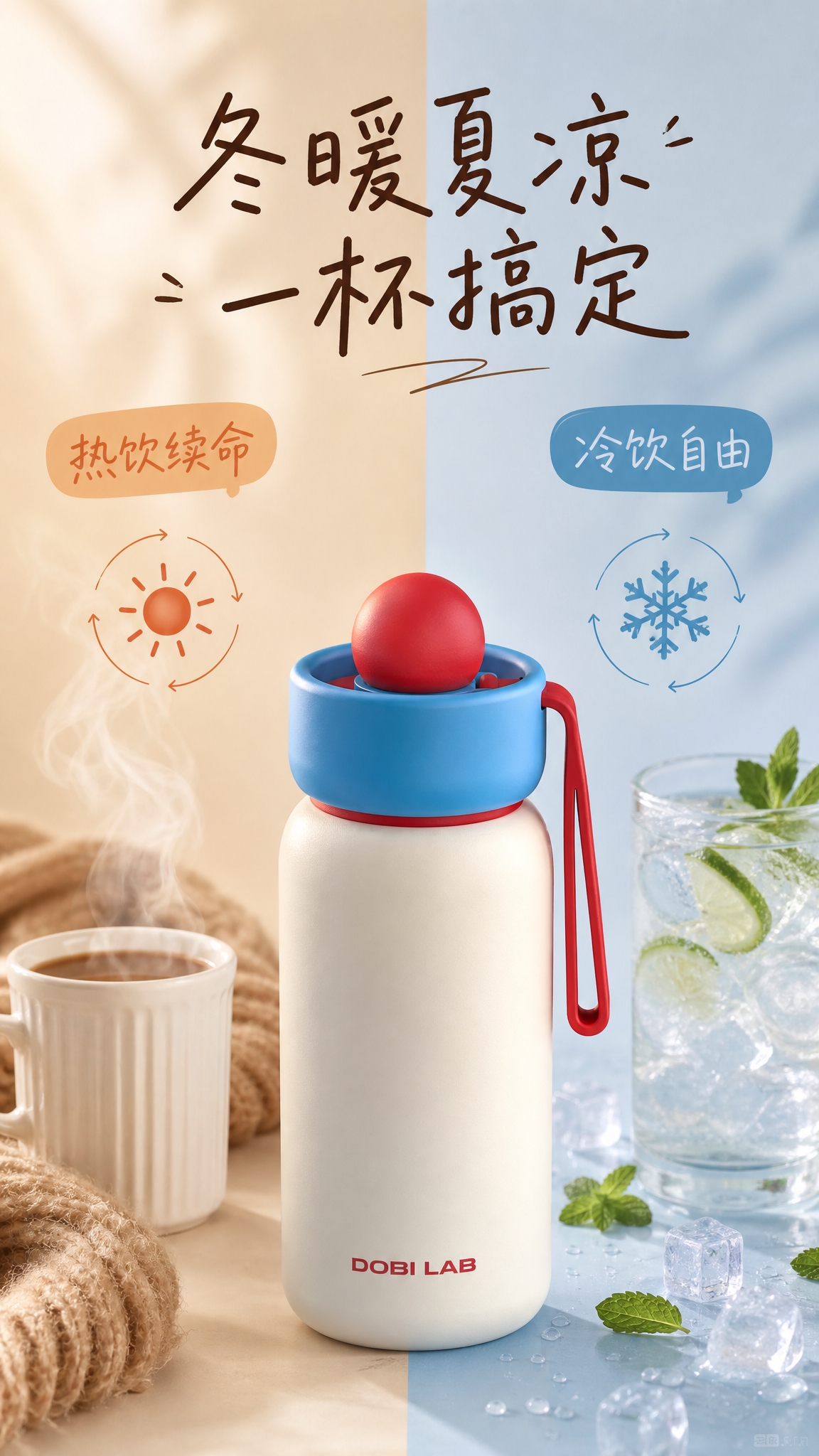 [主图-2] 核心卖点图，主题：保温保冷 一年四季都好用。 [… - 图片创意预览