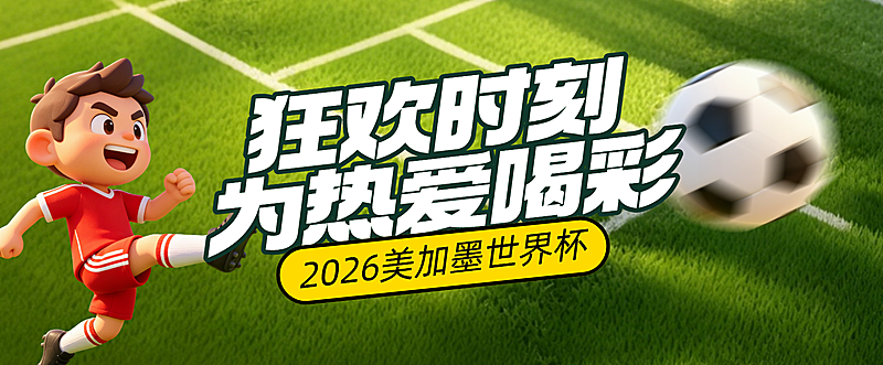 2026美加墨世界杯活动宣传卡通风微信公众号首图