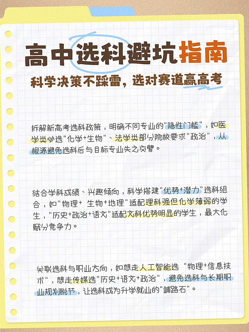 高中选科避坑分享备忘录小红书配图