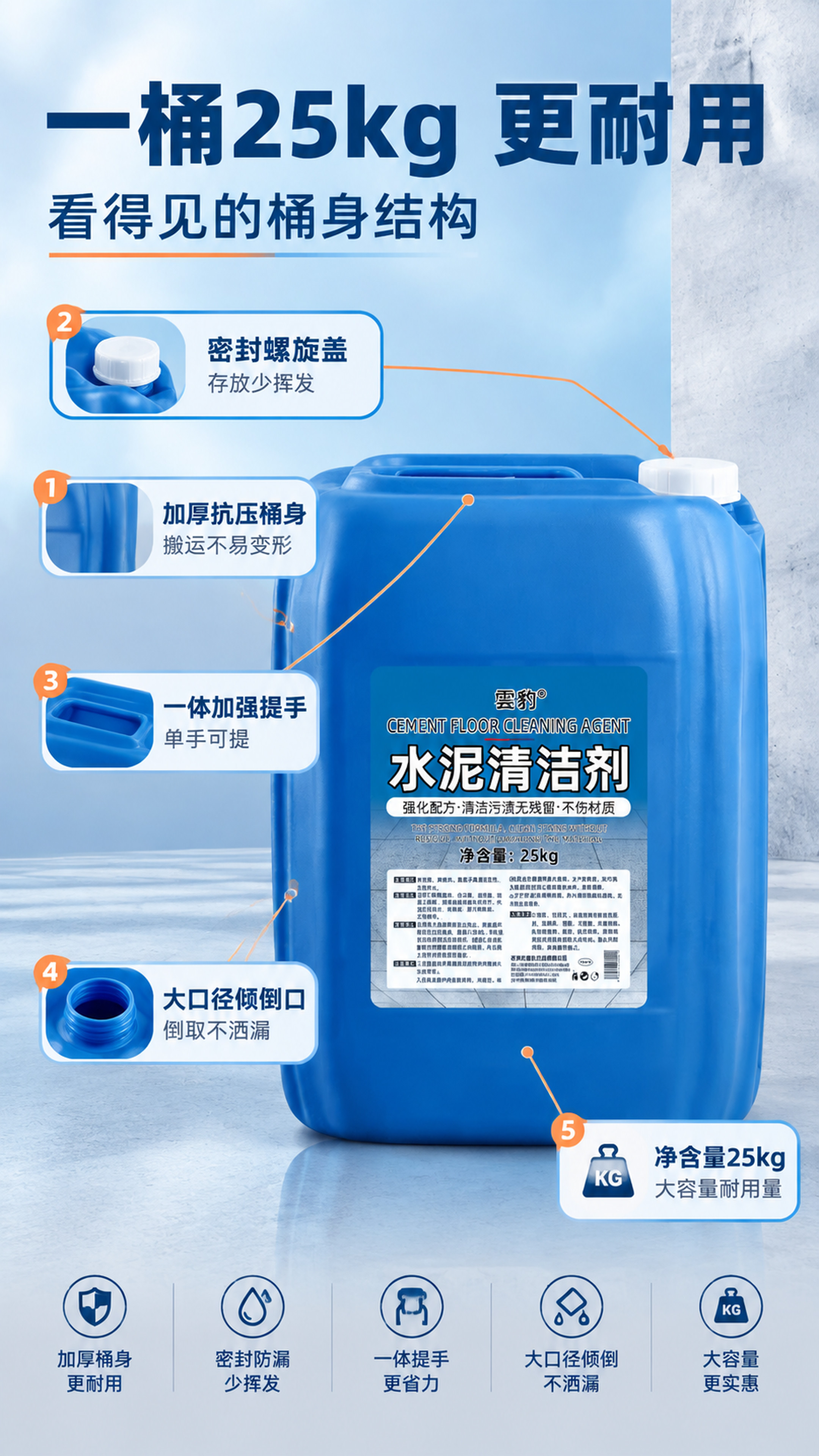 [商品] 使用【图1】的25kg蓝色塑料方桶「水泥清洁剂」；保… - 图片创意预览