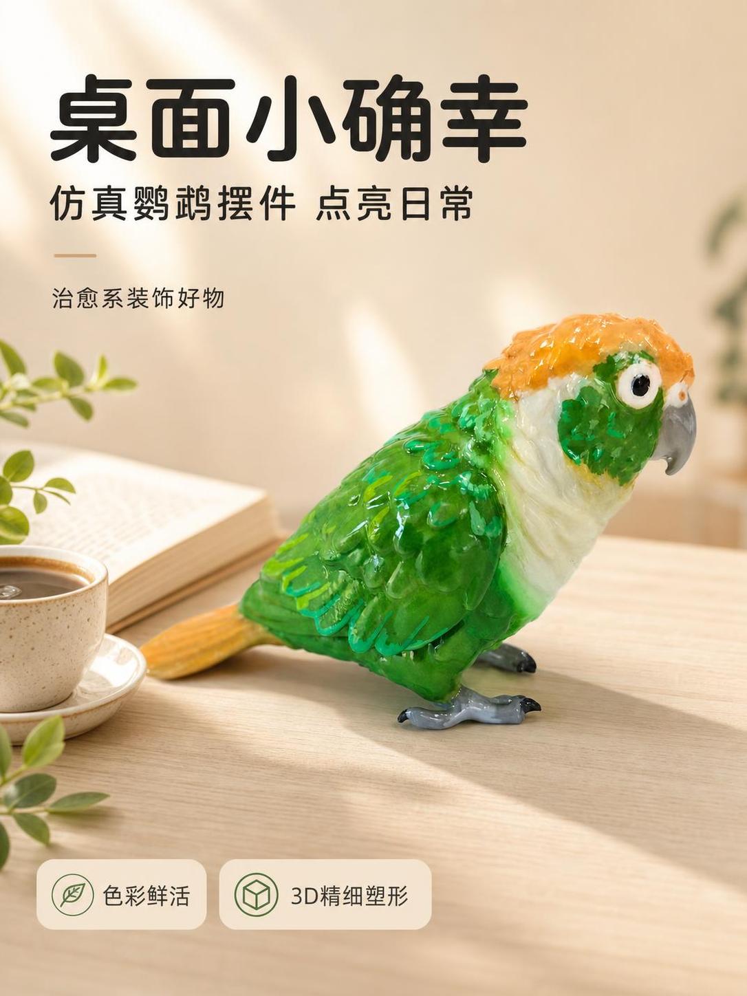 第1张 详情页氛围头图-鹦鹉摆件桌面主视觉海报。本张使用【图1… - 图片创意预览