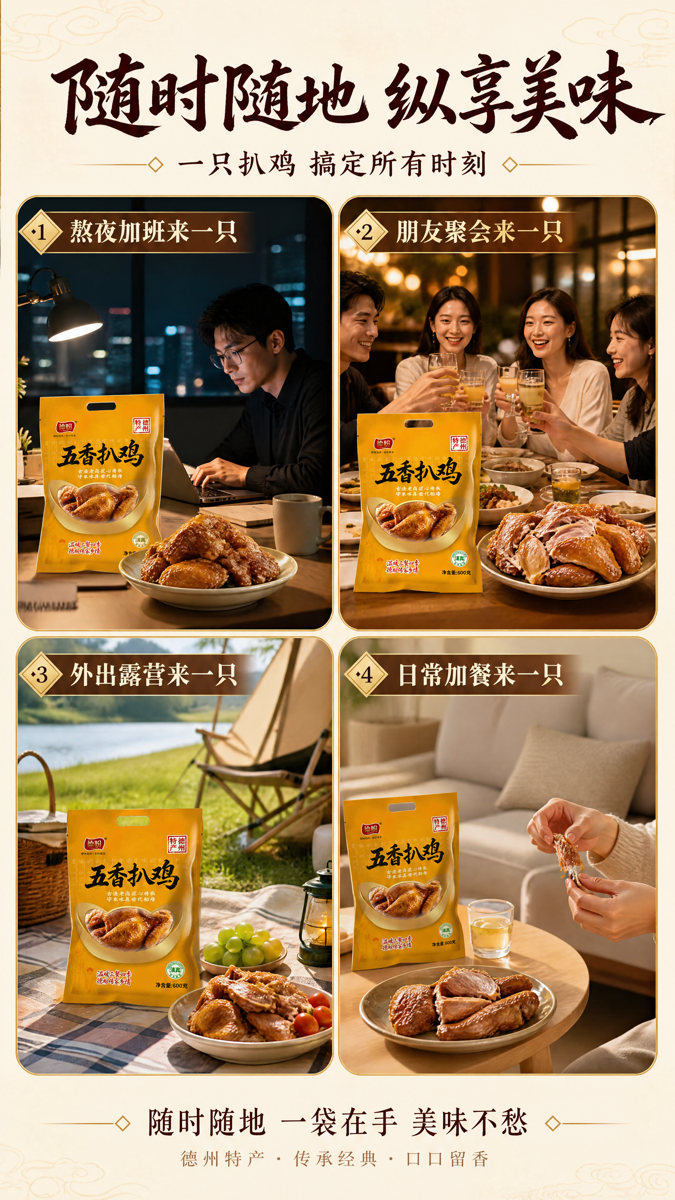 [商品] 使用【图1】德盼五香扒鸡黄色包装袋；保留包装袋外观、… - 图片创意预览