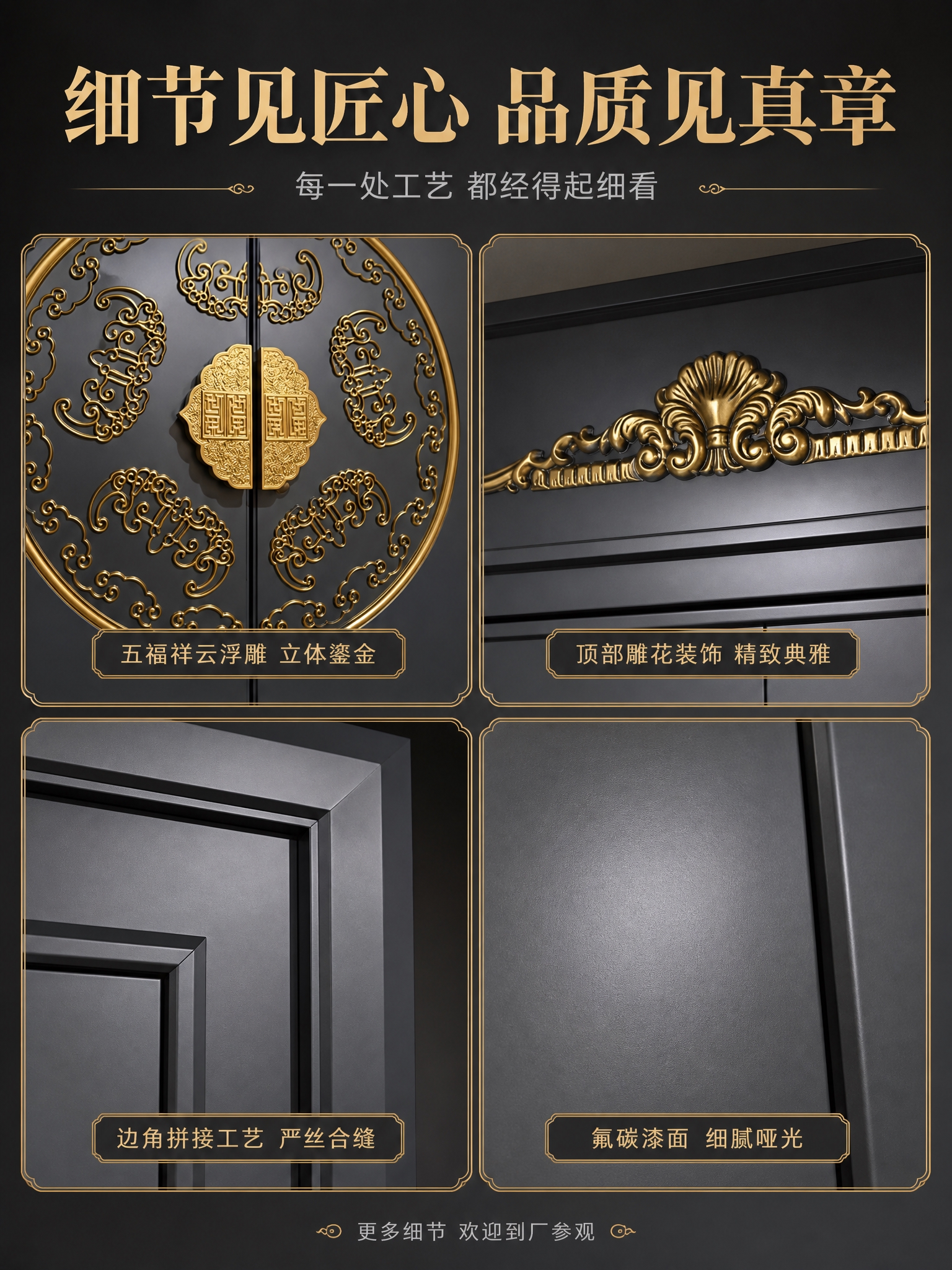 [商品] 使用【图1】五福祥云全铝对开门；保留双开门结构、暗灰… - 图片创意预览