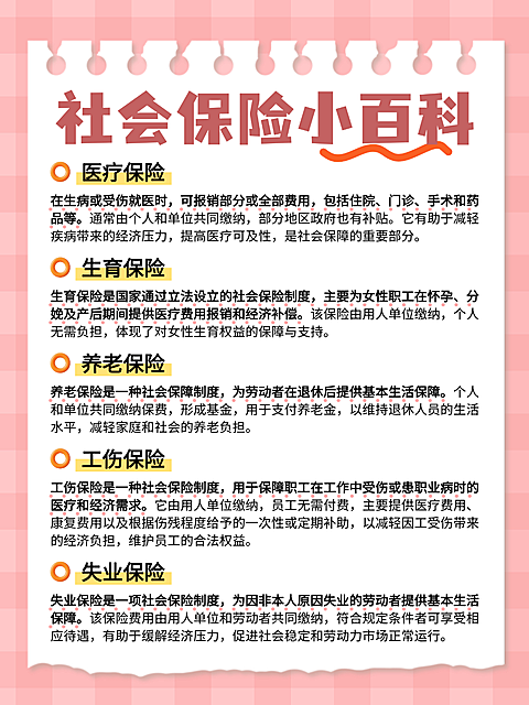 手账风社会保险小百科社保知识分享小红书配图