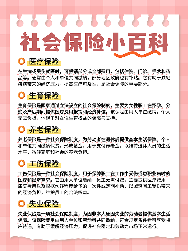 手账风社会保险小百科社保知识分享小红书配图