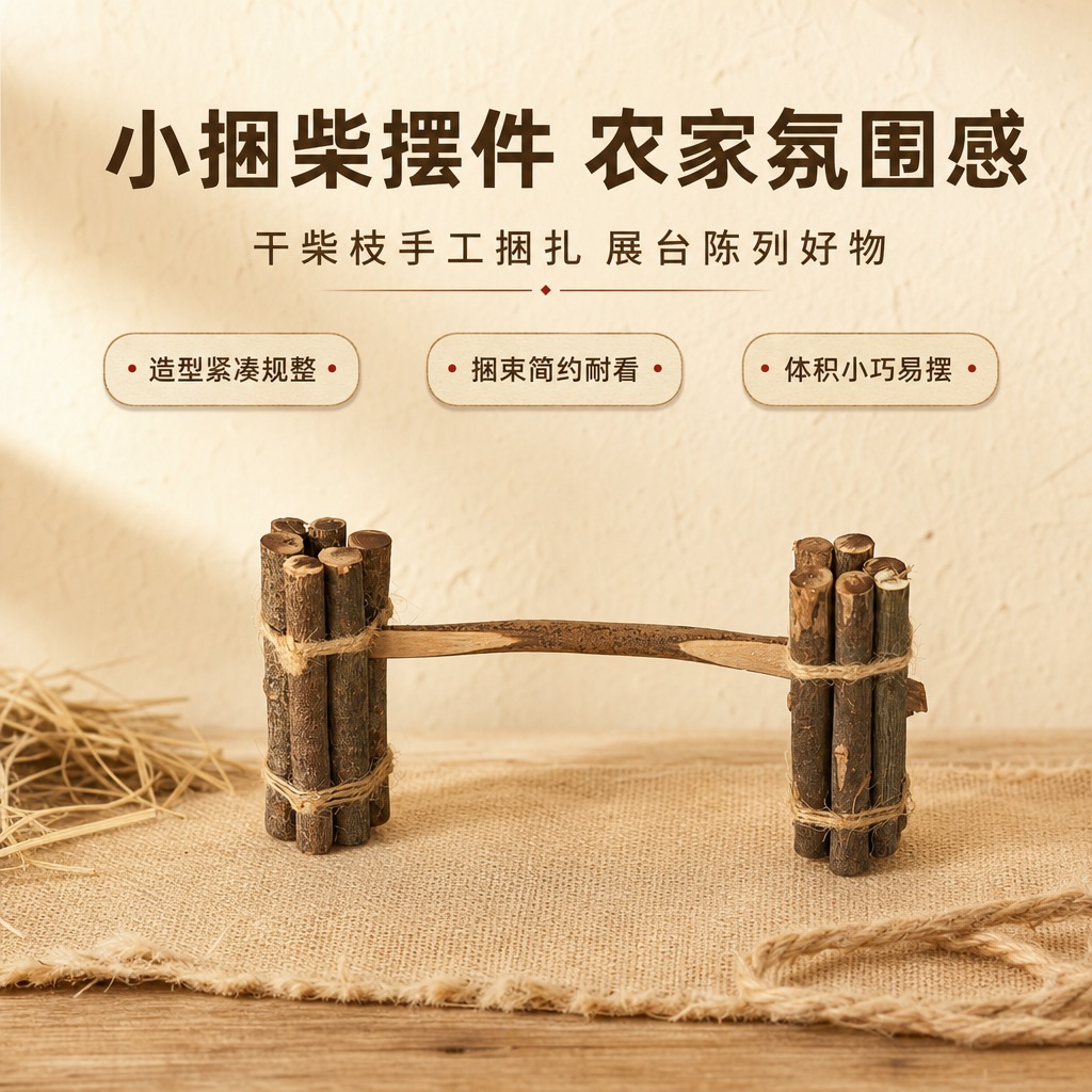 [商品] 使用【图1】喜庆小捆柴摆件（干柴枝+麻绳捆扎扁担造型… - 图片创意预览