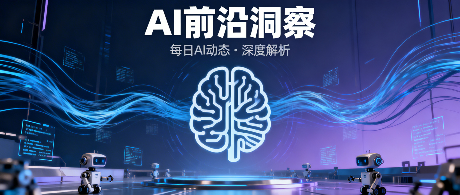 公众号AI主题封面图，科技感风格，带有人工智能元素，简洁现代设计，适合作为微信公众号顶部封面预览效果