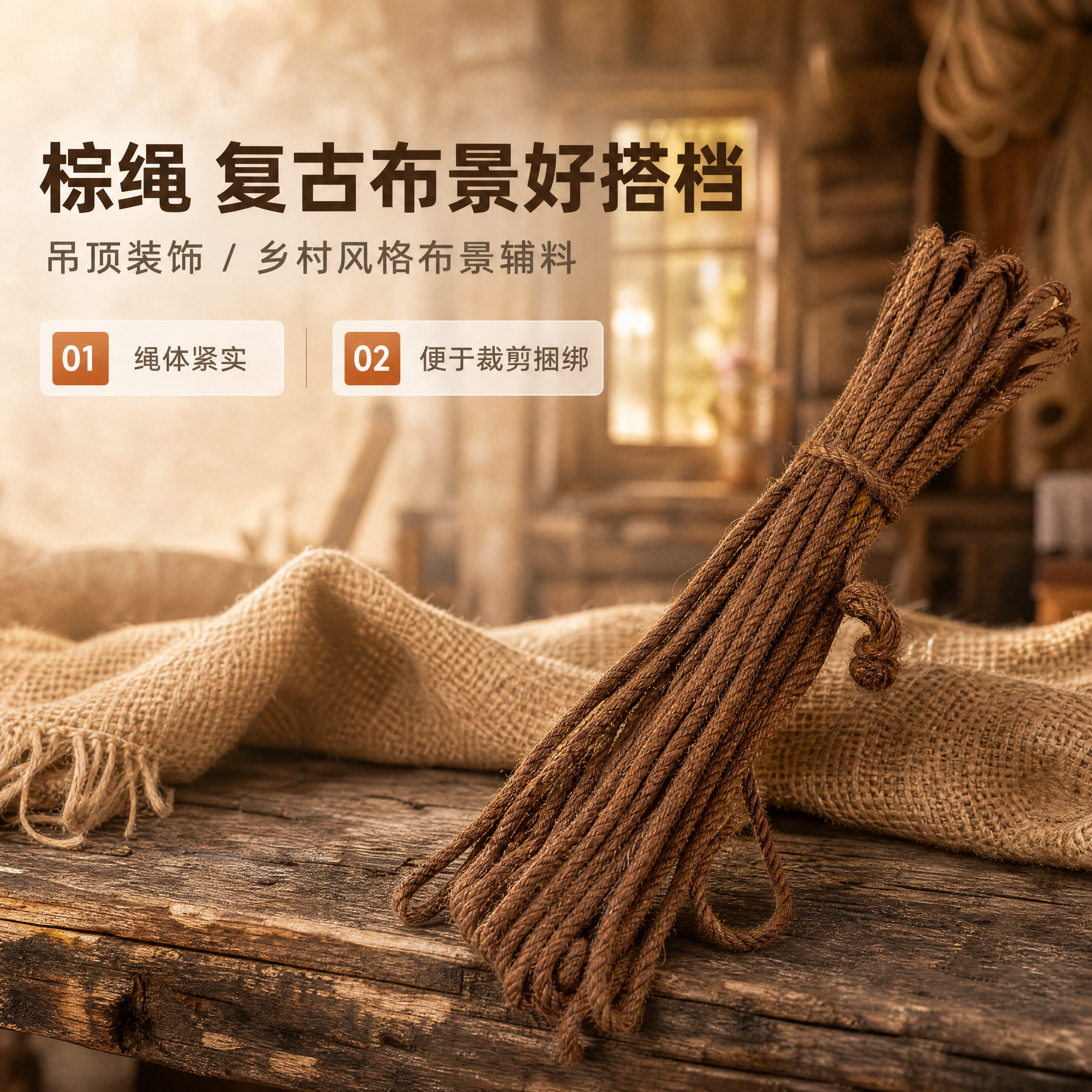 【商品】以【图1】整捆棕绳实物为主素材，完整保留棕褐色棕纤维本… - 图片创意预览