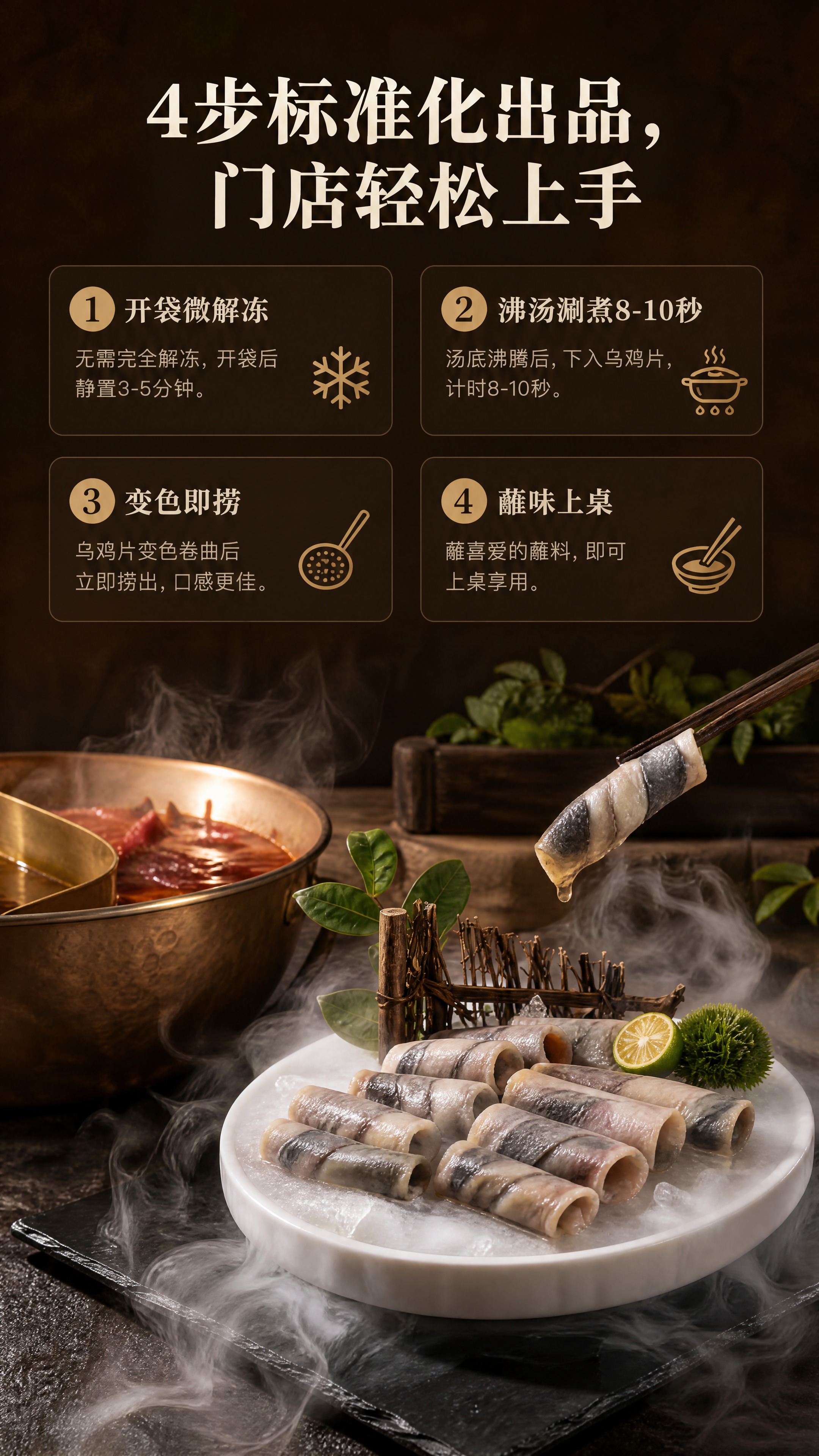 [商品] 使用【图1】商用冷冻乌鸡片；保留乌鸡卷的粉灰相间纹理… - 图片创意预览