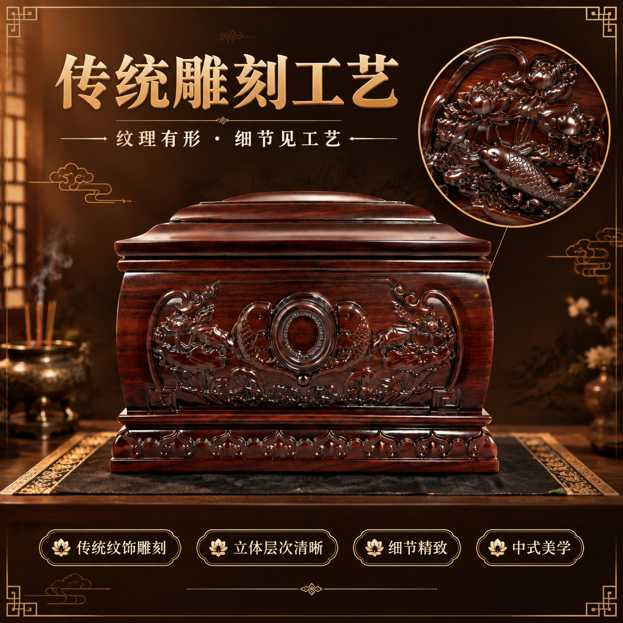 [主图-3 800×800] 工艺细节，主题：传统雕刻工艺。… - 图片创意预览