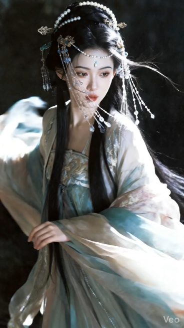 保持图中女生人物主体特征不变，在树林背景下跳古典舞，电影级别运镜，镜头从近角拉远至广角，拍摄角度由平视转至俯视，画面光影唯美，汉服裙摆自然飘动预览效果