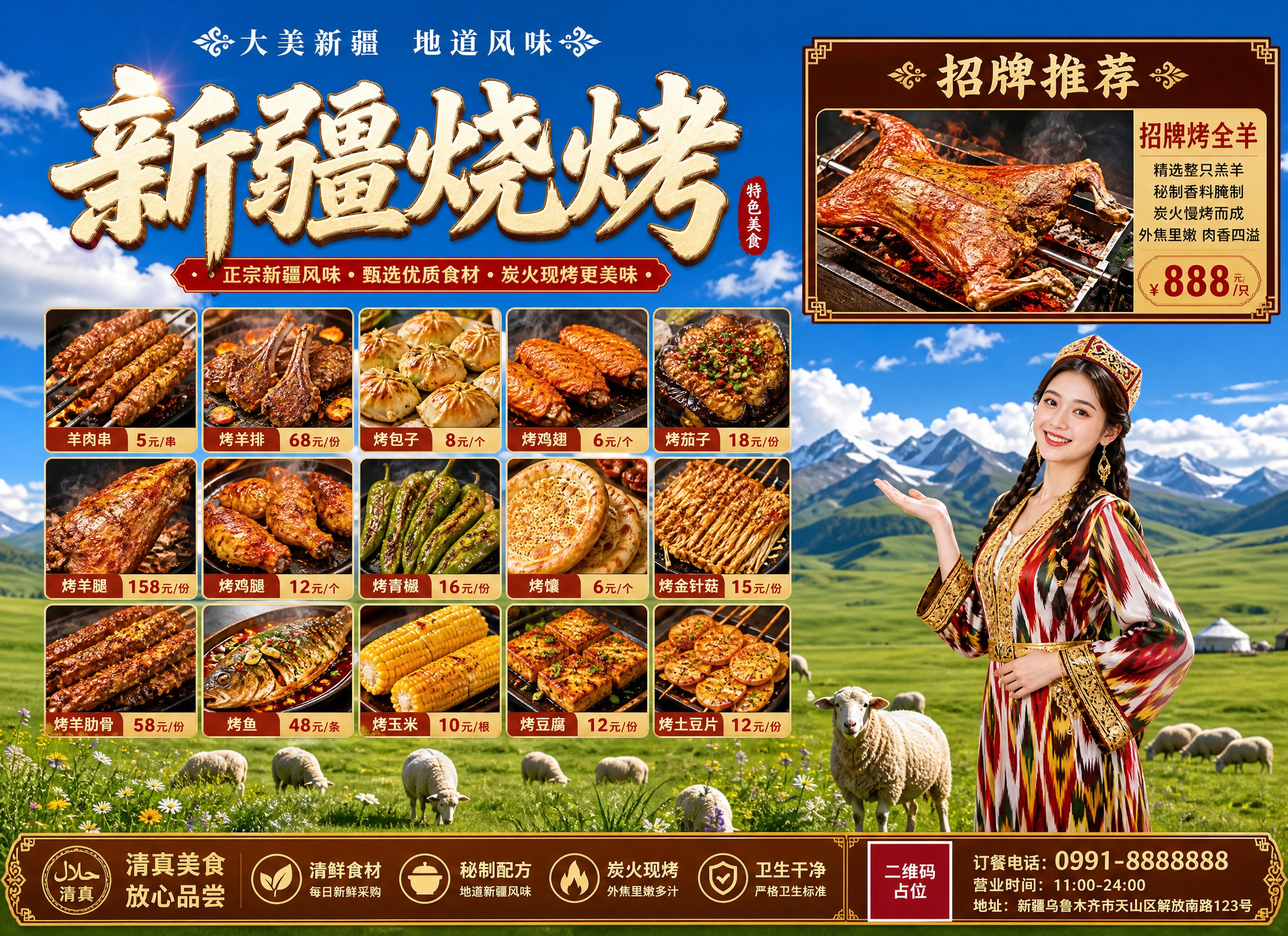 新疆烧烤超大幅横向海报，主画面比例386:280（超宽横向），… - 图片创意预览