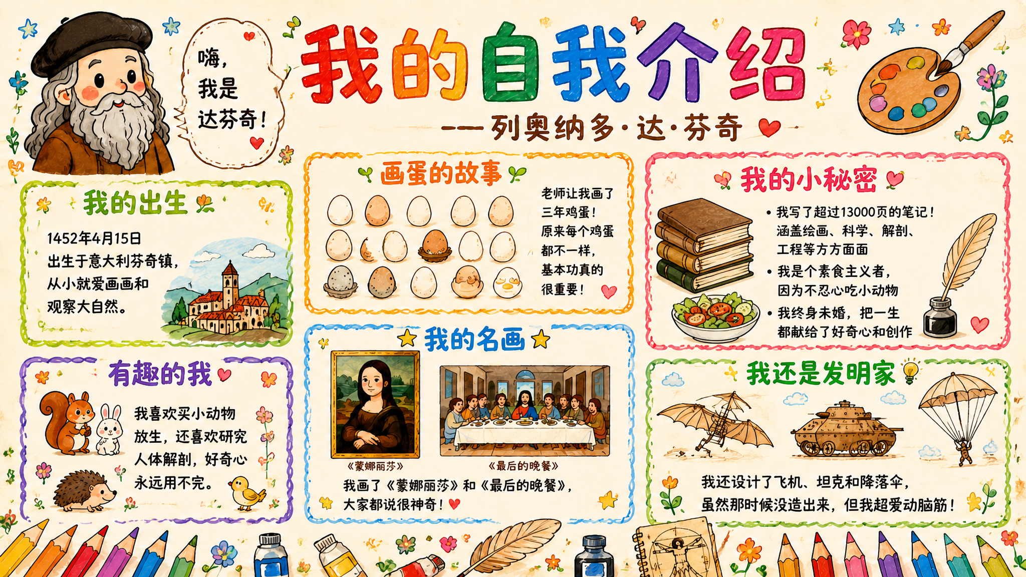 修改这张手抄报的右上角"我的小秘密"板块，将内容替换为真实史实… - 图片创意预览