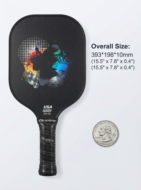[Main Image 5] Size specification display. Keep original pickleball paddle appearance, clearly mark预览效果