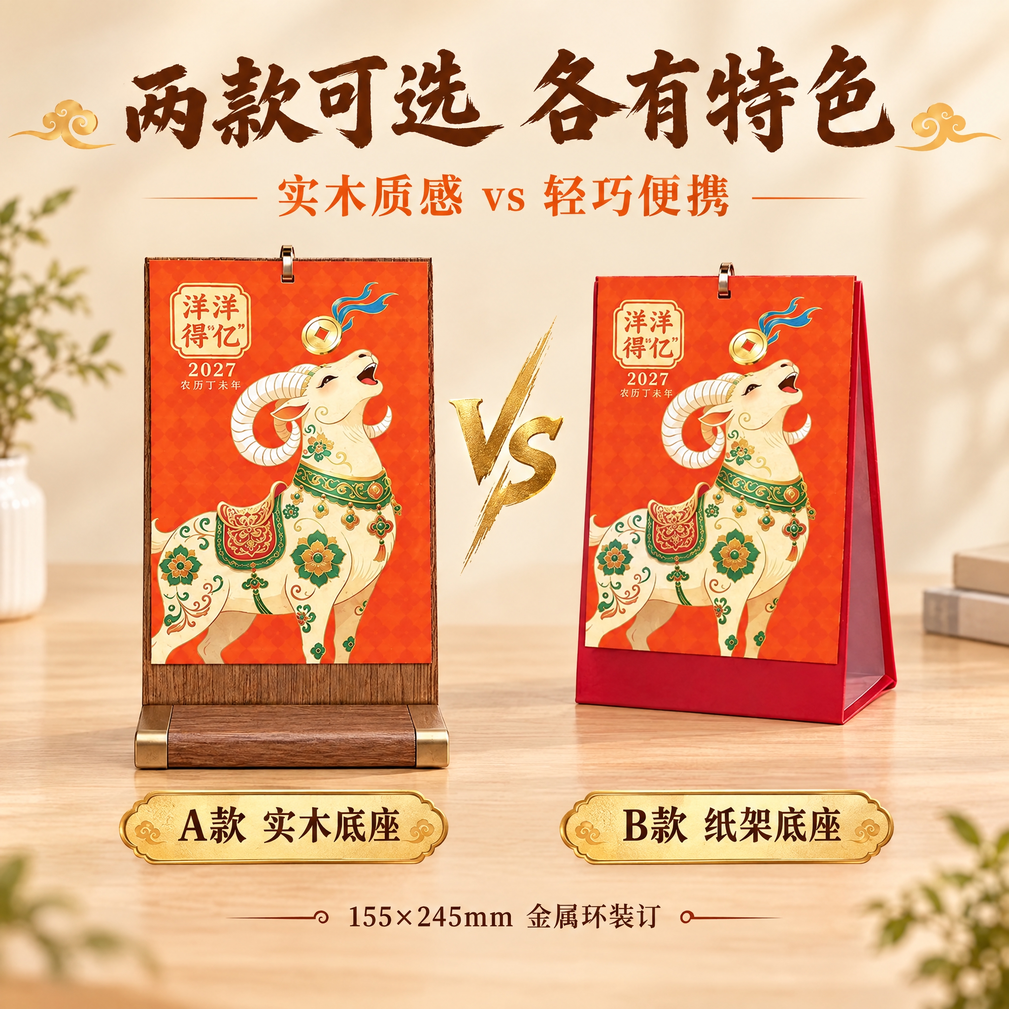 [主图-4] 双款对比展示，A款木架vs B款纸架 同框对比展… - 图片创意预览