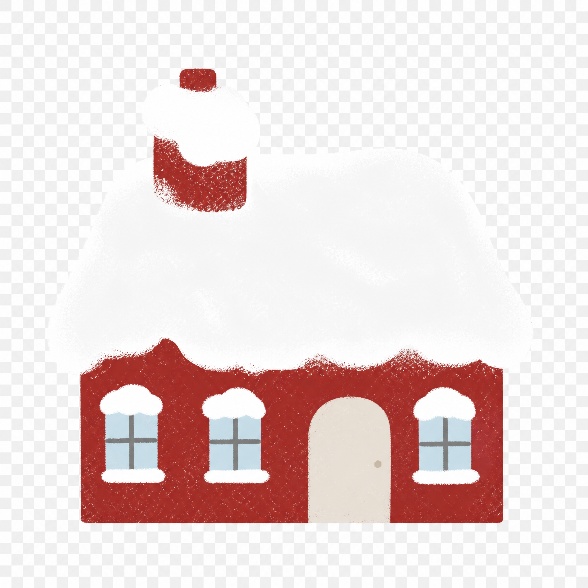 参考图中的插画风格，单独生成一座被雪覆盖的红色小房子，透明背景… - 图片创意预览