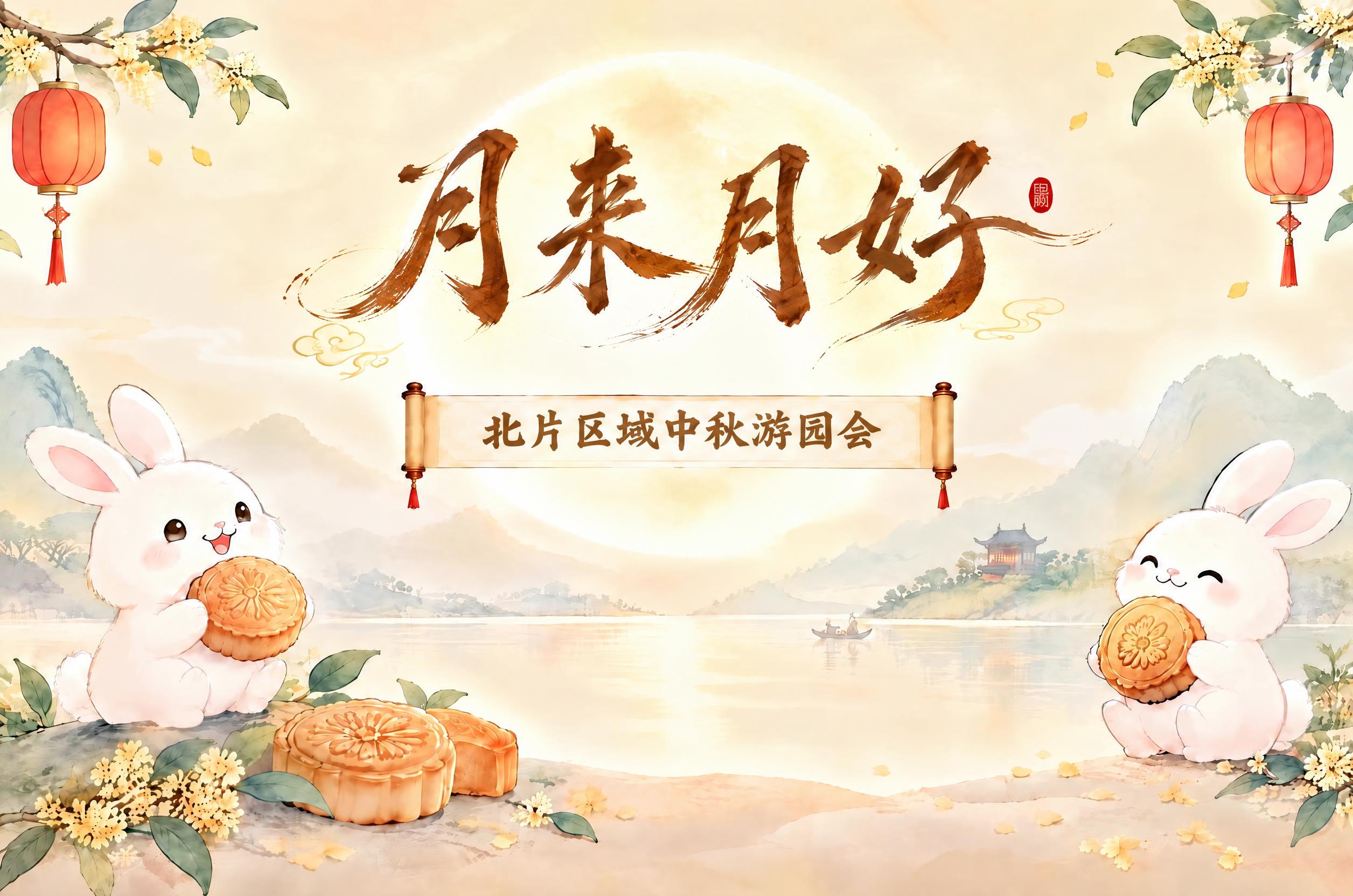 将画面中的“月来月好”四个大字更换为更具古典韵味的书法字体，笔… - 图片创意预览