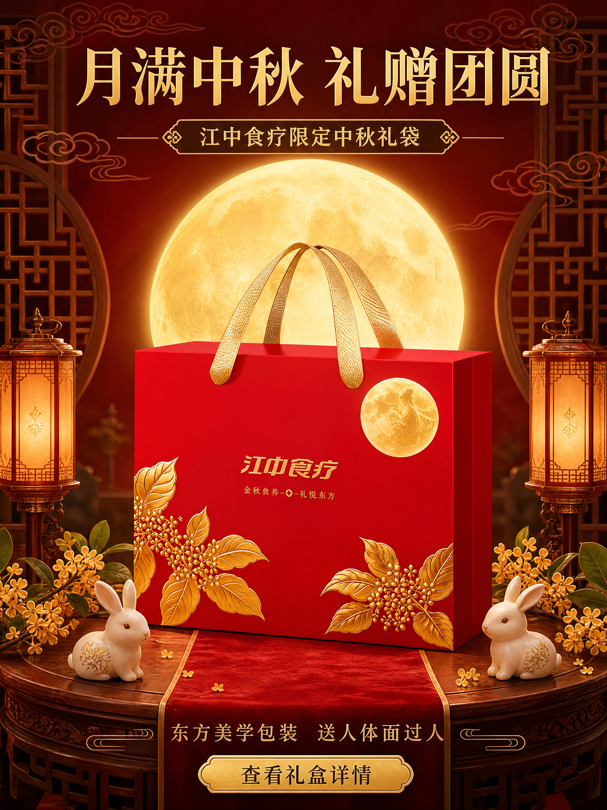 [商品] 使用【图3】江中食疗中秋礼袋；保留正红色礼袋、金色桂… - 图片创意预览