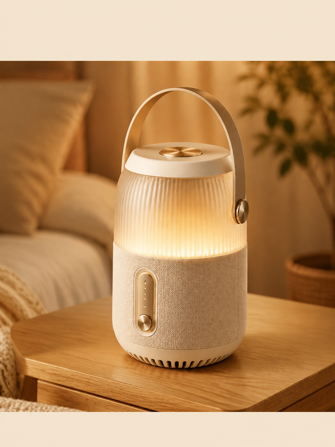 [商品] 使用【图1】手提式氛围灯蓝牙音箱：米白机身、竖条纹磨… - 图片创意预览