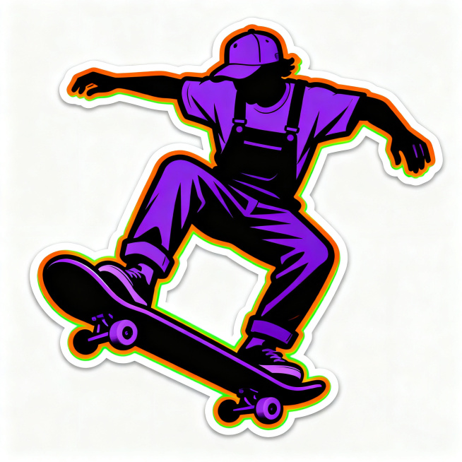 masterpiece, vector illustration, skateboarder silhouette with skateboard, in nose slide pose, weari预览效果