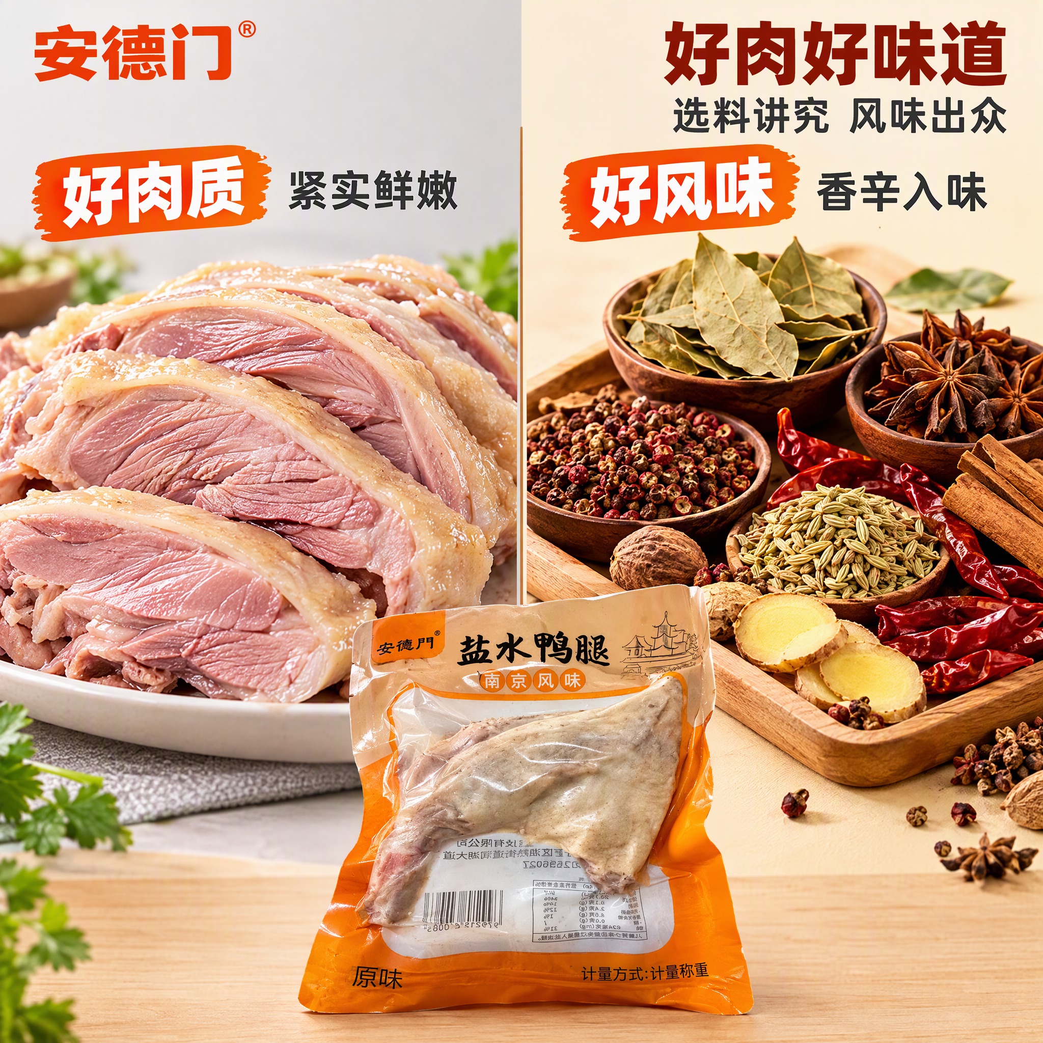 [商品] 使用【图1】安德门盐水鸭腿真空包装袋；商品处理：保留… - 图片创意预览