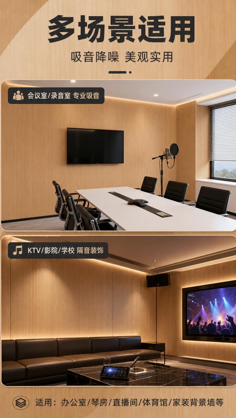 [商品] 使用【图2】正面木纹PVC木饰面吸音板材质纹理；保留… - 图片创意预览