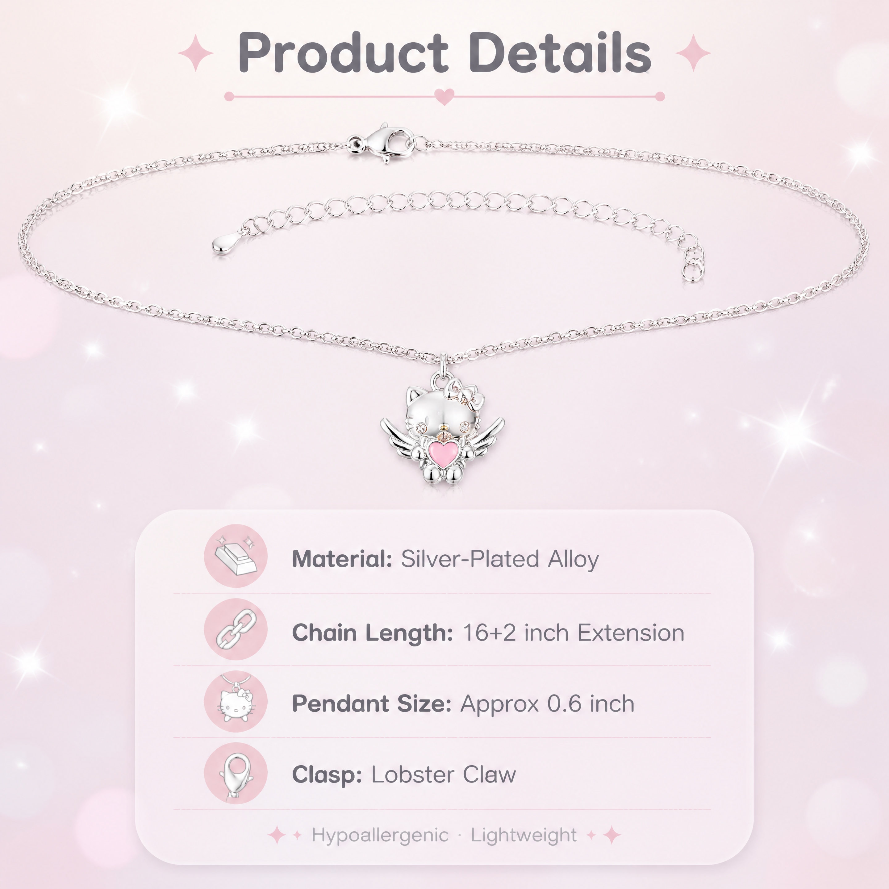 [商品] 使用【图1】Hello Kitty天使翅膀镀银项链；… - 图片创意预览