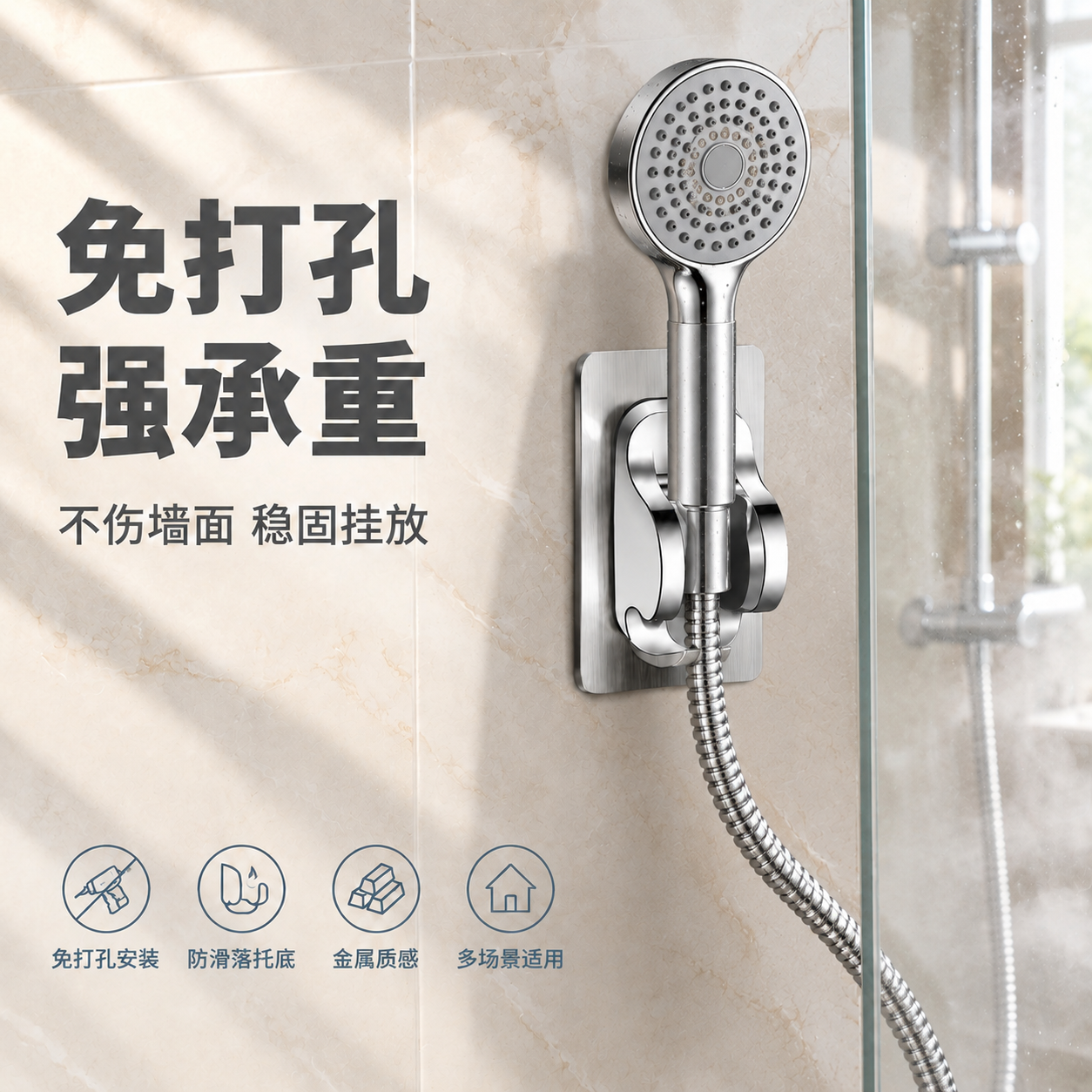 对这张金属挂钩浴室主图做局部重绘：整体构图、版式和全部中文文案… - 图片创意预览