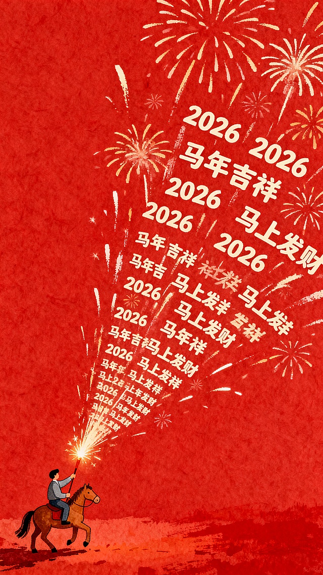 创意烟花海报图 新年祝福福 2026
