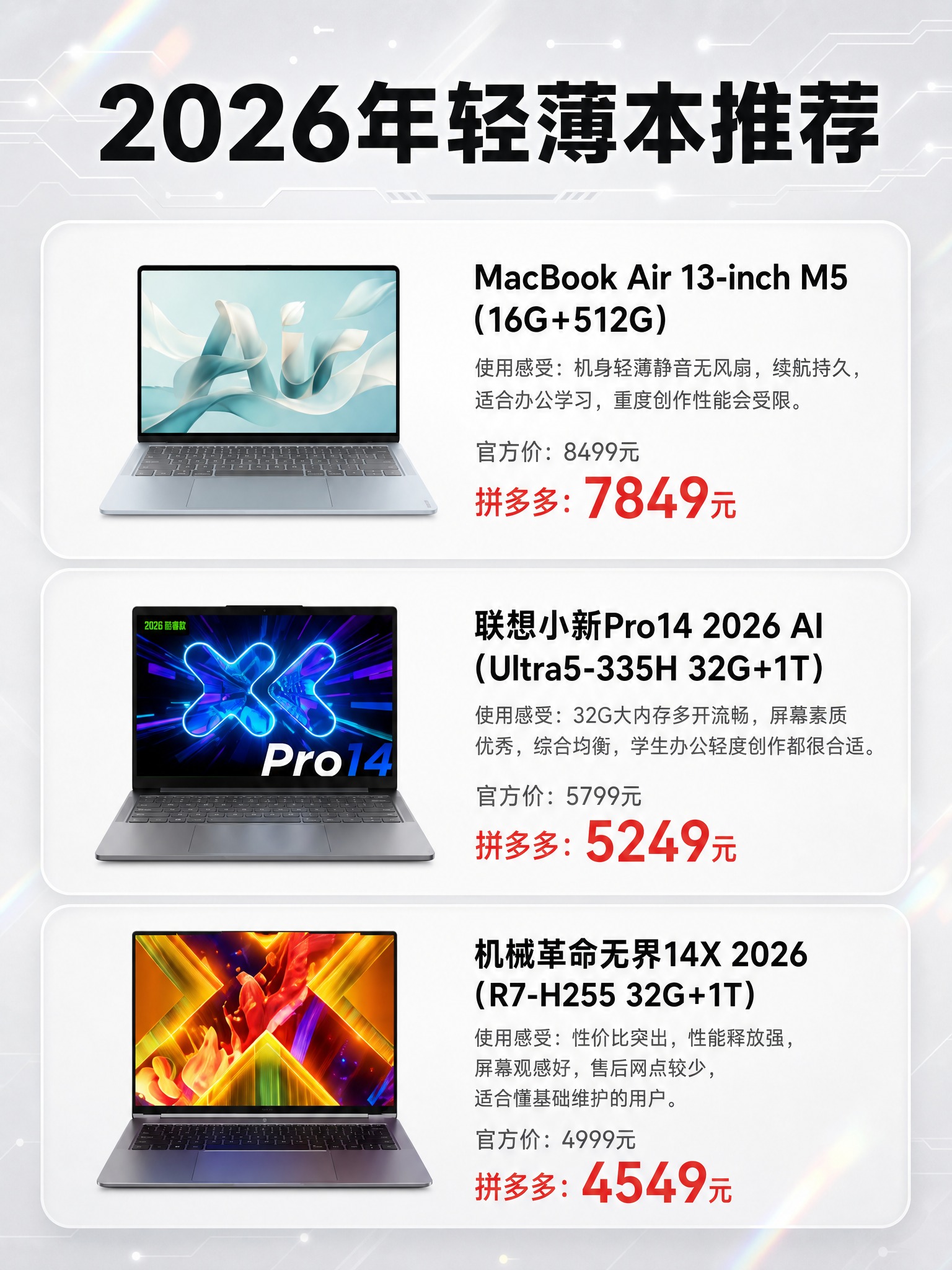 一张3:4竖版的笔记本电脑推荐测评海报，黑白浅色高级简约风格，… - 图片创意预览