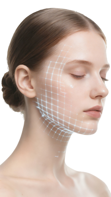 去除图片中所有的花瓣水印，保留原图像的内容和画质，保持人物和网格效果不变预览效果