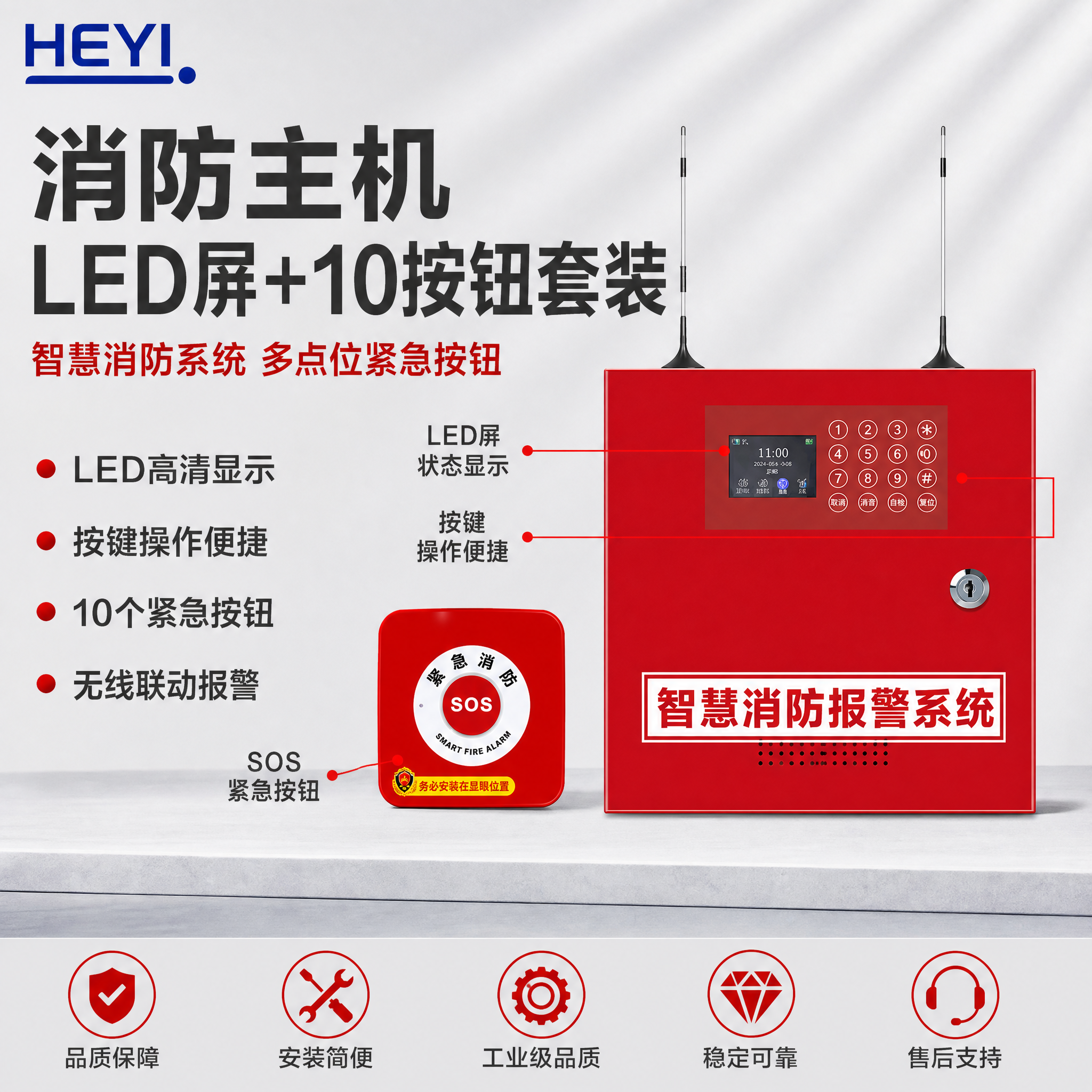 [主图-1] 首图点击率图，主题为消防主机带LED屏+10按钮… - 图片创意预览