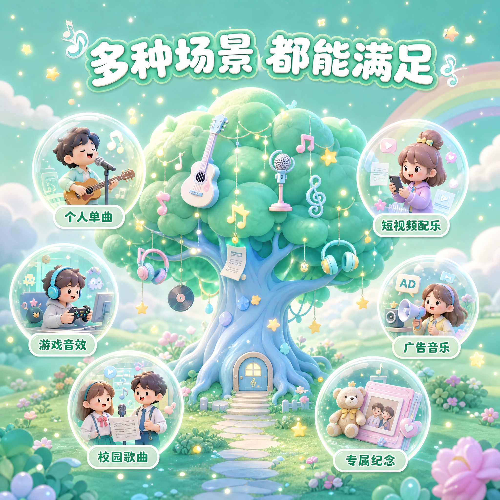[主图-5] 音乐定制服务 适用人群与场景。 [统一基调] 梦… - 图片创意预览