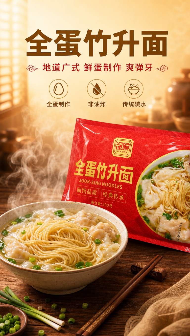 [商品] 使用【图4】淦碗全蛋竹升面红色包装袋（正面）和【图2… - 图片创意预览