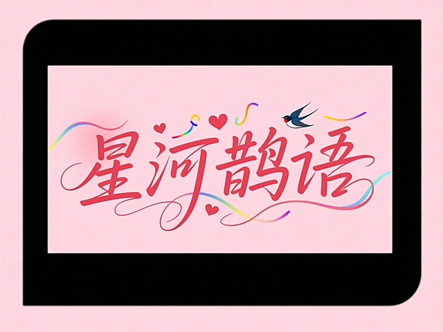 甜美插画风设计，大字“星河鹊语”点缀心形与彩带，浪漫七夕氛围。