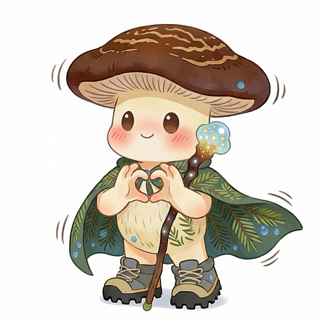 欢迎：灵灵张开双臂，歪头微笑，仙草杖轻轻挥动，周围飘着小灵芝孢子光点，配文“欢迎来长白山~”

	2.	比心：灵灵双手比心，脸颊泛红，菌盖微微晃动，披风上的松针跟着抖动

	3.	养生打卡：灵灵举着仙草杖指向自己，一本正经点头，配文“今天你养生了吗？”

	4.	害羞：灵灵用披风遮住半张脸，只露出眼睛，脚尖轻轻蹭雪地，菌盖顶端冒出小汗珠

	5.	点赞：灵灵竖起大拇指，仙草杖发光，菌盖翘起一角，配文“长白山灵芝，赞！”

	6.	投喂：灵灵双手捧着一碗灵芝孢子粉羹，眼睛亮晶晶，嘴角流口水

	7.	加油：灵灵攥紧小拳头，踮起脚尖，仙草杖举过头顶，周围飘着“加油”气泡

	8.	躺平：灵灵四仰八叉躺在雪地上，披风摊开，仙草杖丢在一旁，配文“来长白山放个松~”