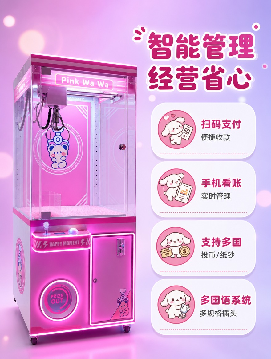 [商品] 使用【图1】粉色全透明娃娃机；保留机身整体外观、粉色… - 图片创意预览